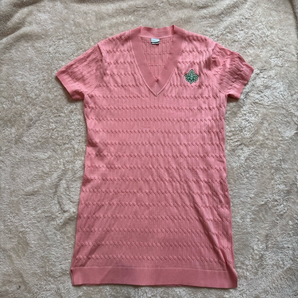 Ivy Storehouse Womens Dress Pink AKA Cable Knit Sweater Crest Emblem Sz XXL